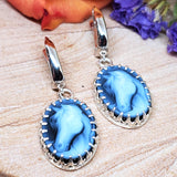 Sterling Silver Large Horse Head Cameo Dangle Earrings  SSJ-13090