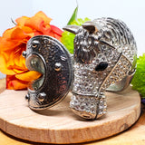 Silver Tone Rhinestone Horse Head - Horse Shoe Hinged Bangle Bracelet ZGF-4979