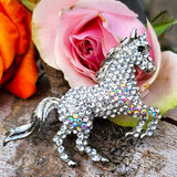 Silver Tone Rhinestone Rearing Horse Pin ZGF-04945