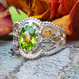 Sterling Silver Peridot Wide Filigree Ring  SSJ-13129