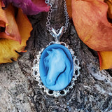 Sterling Silver Large Horse Head Agate Cameo Pendant SSJ-13115