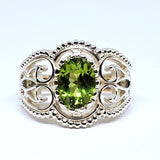 Sterling Silver Peridot Wide Filigree Ring  SSJ-13129