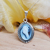 Sterling Silver Small Horse Head Agate Cameo Pendant SSJ-13114