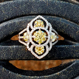 18K White Gold Yellow & White Diamond Ring DEJ-24479