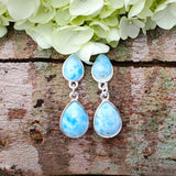 Sterling Silver Larimar Dangle Earrings SSJ-13213