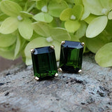 14k Yellow Gold Green Tourmaline Stud Earrings GER-23552