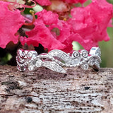14k White Gold Floral Diamond Band .15 CTW - DWB-24298