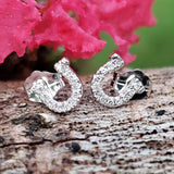 10k White Gold Horse Shoe Diamond Stud Earrings DER-25976