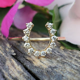 14K Yellow Gold Diamond Horse Shoe Ring DFR-26061