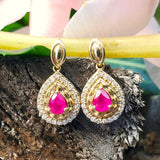 10K Yellow Gold Diamond & Ruby Earrings -  DER-25997