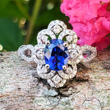 14k White Gold Diamond & Blue Sapphire Ring DCR-24721