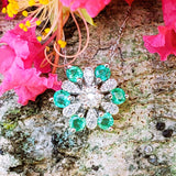 14k White Gold Diamond & Emerald Cluster Pendant -  DPD-26897