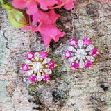 14k White Gold  Diamond & Ruby Cluster Pendant -  DPD-26896