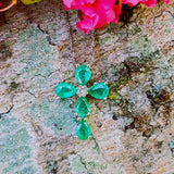 14k White Gold Diamond & Emerald Cross Pendant  -  DPD-26892