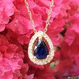 14k Yellow Gold Diamond & Sapphire Halo Pendant -  DPD-26909
