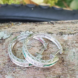 14K White Gold Emerald & Diamond Hoop Earrings  DER-26028