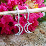 14k White Gold Diamond Moon Earrings  -  DER-26031