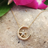 10k White Gold .10 CTW Diamond Moon and Star Pendant DPD-26857