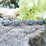 Sterling Silver Blue Topaz & Diamond Bracelet SDM-11274