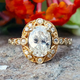 14K Yellow Gold 1.50 carat Oval Diamond in a  Halo Ring DSR-23770