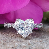 14K White Gold Ring set with 2.50 carat Heart Shape Diamond DSR-23772