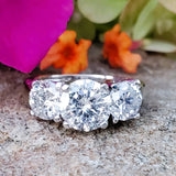 18K White Gold 3.09CTW 3 Diamond Ring DSR-23776