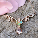 10k Rose Gold Diamond, Morganite & Opal Pendant DPD-26881