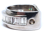 Platinum Baguette Diamond Coffin & Trout Ring DEJ-24488