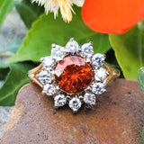 14k White Gold Diamond & Hessonite Garnet Ring DCR-24723