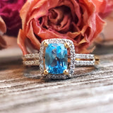 14k Yellow Gold Blue Topaz & Diamond Ring DCR-24730