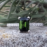 14k White Gold Diamond & Green Tourmaline Ring DCR-24736