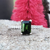 14k White Gold Diamond & Green Tourmaline Ring DCR-24736