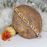 Sterling Silver Oval Citrine & Diamond Bracelet SDM-11309