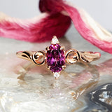 14k Rose Gold Rhodolite Garnet & Diamond Ring DCR-24725