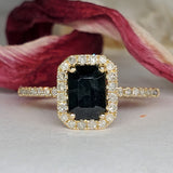 14k Yellow Gold Sapphire & Diamond Halo Ring DCR-24727
