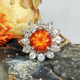 14k White Gold Diamond & Hessonite Garnet Ring DCR-24723