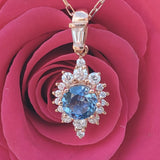 10K Rose Gold Diamond & Montana Sapphire Pendant DPD-26936