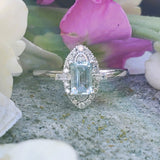 10K White Gold Aquamarine & Diamond Ring DCR-24746