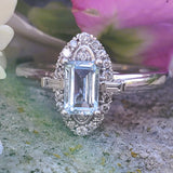 10K White Gold Aquamarine & Diamond Ring DCR-24746