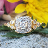 14k Yellow Gold Cushion Halo Diamond Ring DSR-23790