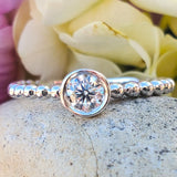 18k White Gold .25 CTW Round Diamond Beaded Ring DSR-23789