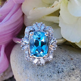 10k White Gold Blue Topaz Ring DCR-24745