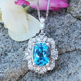 10k White Gold Blue Topaz Ring DCR-24745