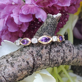 10K Yellow Gold Amethyst & Diamond Band DWB-24744