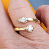 14K Yellow Gold Two Diamond Open Ring DFR-26081