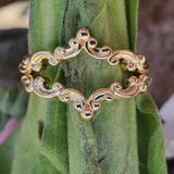14k Yellow Gold Scroll Design Curved Band  - GWB-22815
