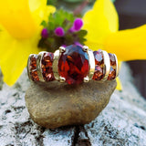 10K Yellow Gold Garnet Ring DEJ-24509