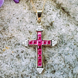 10K White Gold Diamond & Ruby Cross  DPD-26949