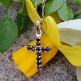 10K Yellow Gold Small Sapphire Cross GPD-20008