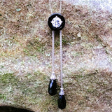 14K White Gold Galatea Black Onyx & White Topaz Lariat Pendant GPD-19757